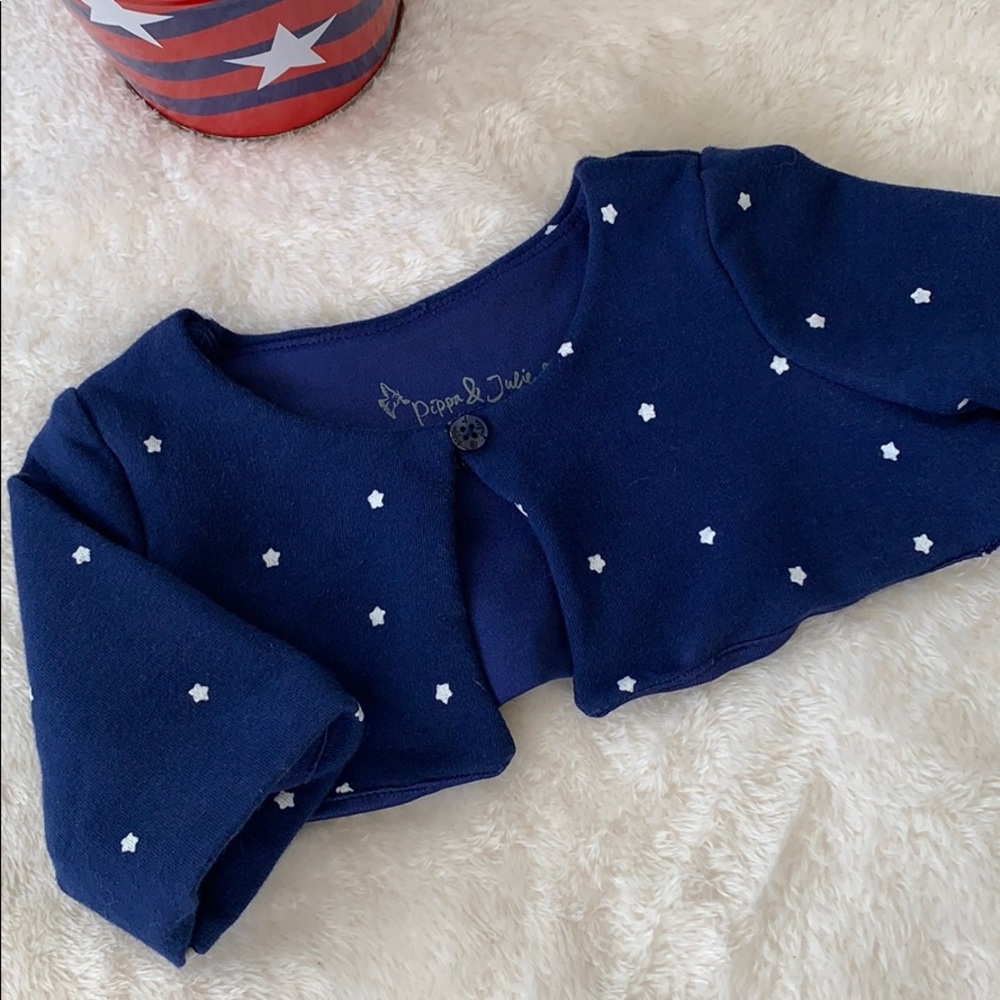 Pippa & Julie blue stars shrug sweater 6-9mos